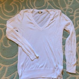 j crew white cotton v neck sweater size large
